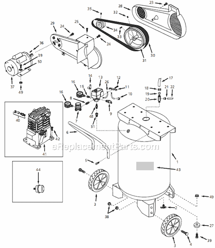 Page A Diagram and Parts List for VT634500 2006 Campbell Hausfeld Compressor